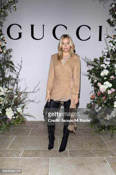 Sienna Miller attends private dinner celebrating the Gucci High Jewelry Collection at Hotel Ritz on January 24, 2023 in Paris, France.