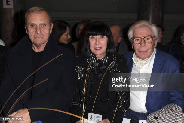 Jean-Charles de Castelbajac, Chantal Thomass and Jean-Daniel Lorieux attend the Celia Kritharioti Haute Couture Spring Summer 2023 show as part of...
