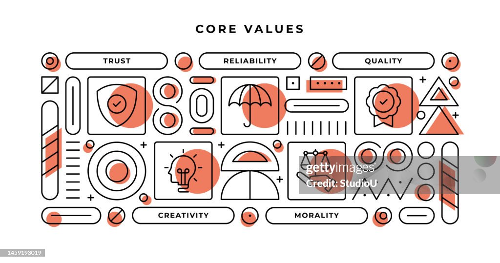 10 Values Shape Core Values Infographic Concept With Geometric Shapes And Trust ...