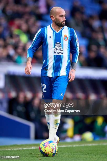 Aleix Vidal of RCD Espanyol runs with the ball during the LaLiga Santander match between RCD Espanyol and Real Betis at RCDE Stadium on January 21,...