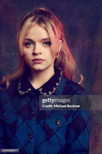 Kylie Rogers of ‘Landsape with Invisible Hand’ is photographed for Deadline at the Deadline Studio during the 2023 Sundance Film Festival at the...