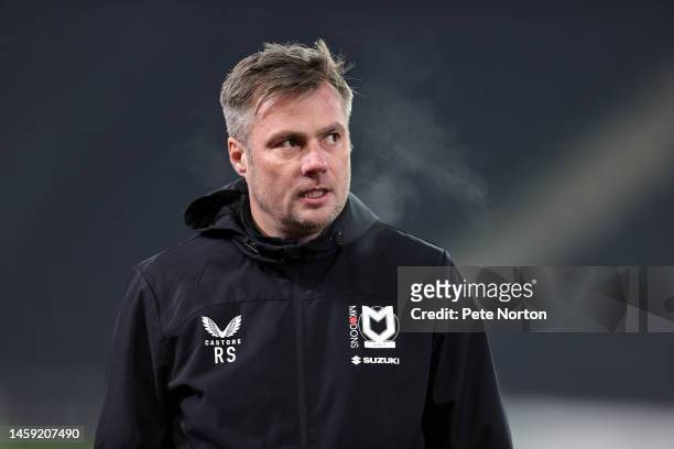 Milton Keynes Dons assistant head coach Robbie Stockdale during the pre match warm up prior to the Sky Bet League One between Milton Keynes Dons and...