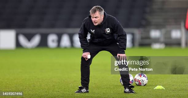 Milton Keynes Dons assistant head coach Robbie Stockdale during the pre match warm up prior to the Sky Bet League One between Milton Keynes Dons and...