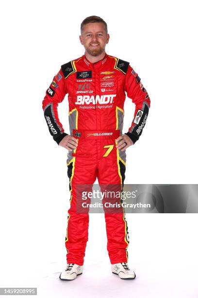 Driver Justin Allgaier poses for a photo during NASCAR Production Days at Charlotte Convention Center on January 19, 2023 in Charlotte, North...
