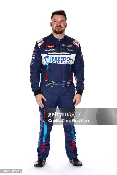 Driver Spencer Boyd poses for a photo during NASCAR Production Days at Charlotte Convention Center on January 19, 2023 in Charlotte, North Carolina.