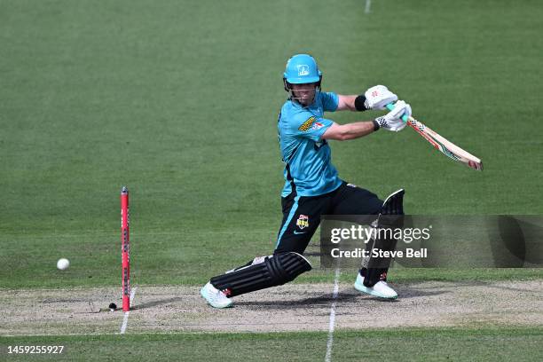 Jimmy Peirson of the Heat bats during the Men's Big Bash League match between the Hobart Hurricanes and the Brisbane Heat at University of Tasmania...