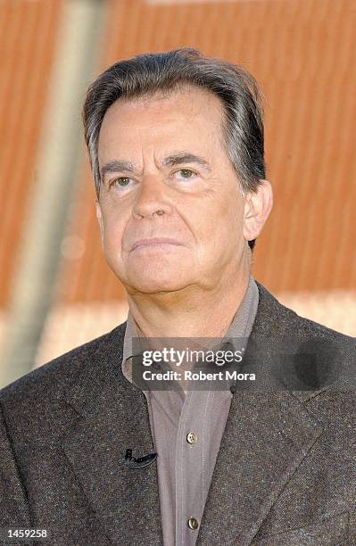 Entertainment innovator Dick Clark unveils the "HP Invent America" photomosaic at the Los Angeles Coliseum on October 4, 2002 in Los Angeles,...