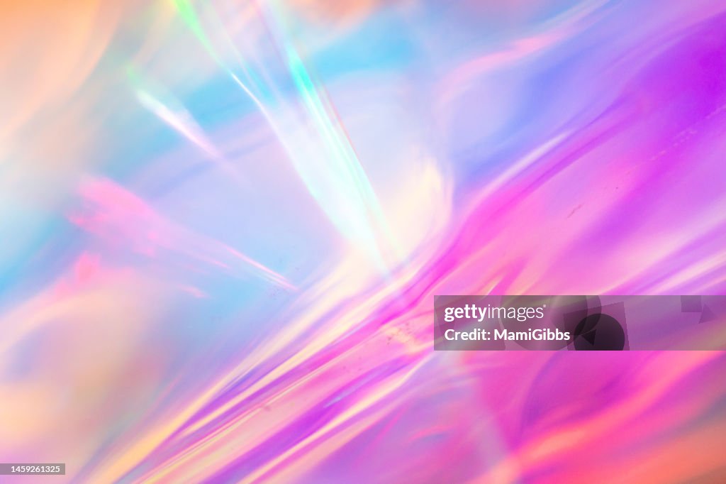 Many colors are reflected on the holographic paper