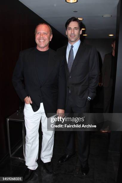 Fashion designer Michael Kors and actor Jon Hamm attend a screening of the season two premiere of 'Mad Men' at the Bryant Park Hotel in New York...