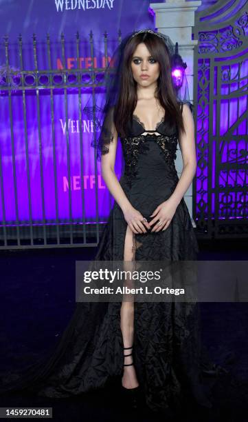 Jenna Ortega attends the World Premiere Of Netflix's "Wednesday" held at Hollywood Legion Theater on November 16, 2022 in Los Angeles, California.