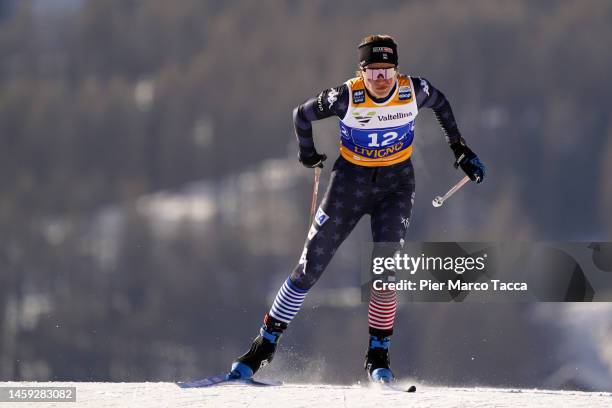 Alayna Sonnesyn of United States competes during the Team Sprint at the FIS World Cup Cross-Country Livigno on January 22, 2023 in Livigno, Italy.