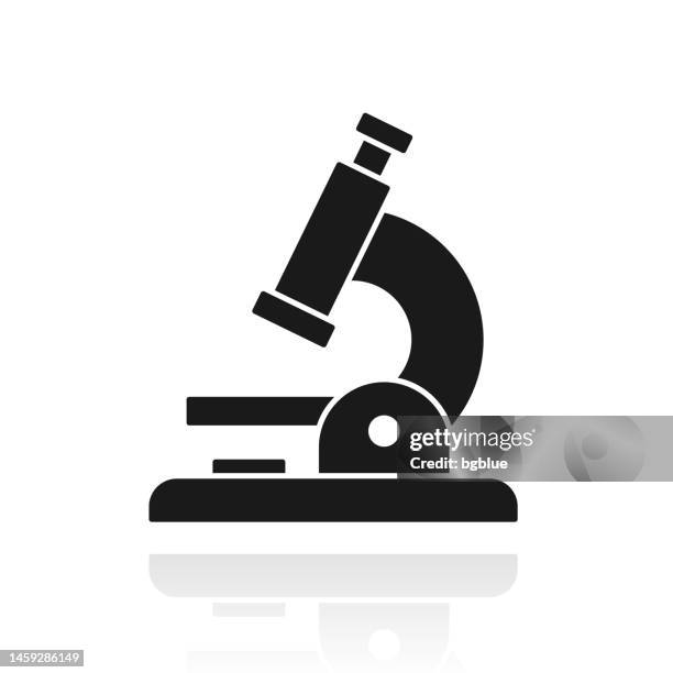 microscope. icon with reflection on white background - microscope lens stock illustrations
