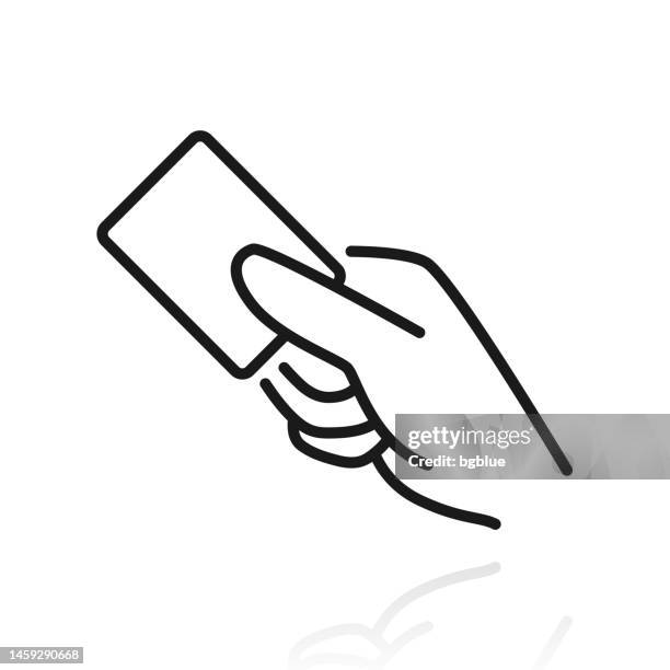 contactless payment. icon with reflection on white background - hand tapping stock illustrations
