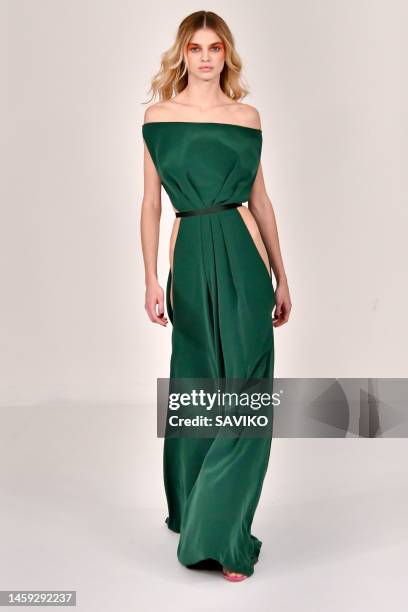 Model walks the runway during the Alexis Mabille Haute Couture Spring/Summer 2023 fashion show as part of the Paris Haute Couture Week on January 24,...