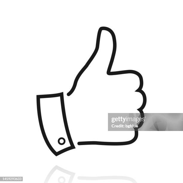 thumbs up. icon with reflection on white background - black thumbs up white background stock illustrations