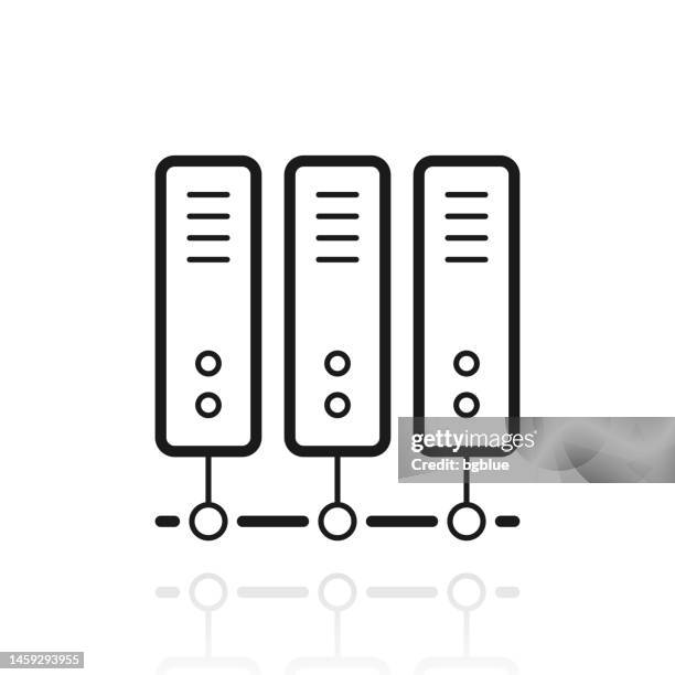 computer server. icon with reflection on white background - data center white stock illustrations