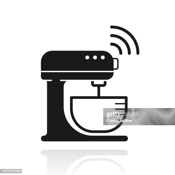 smart stand mixer. icon with reflection on white background - stand mixer stock illustrations