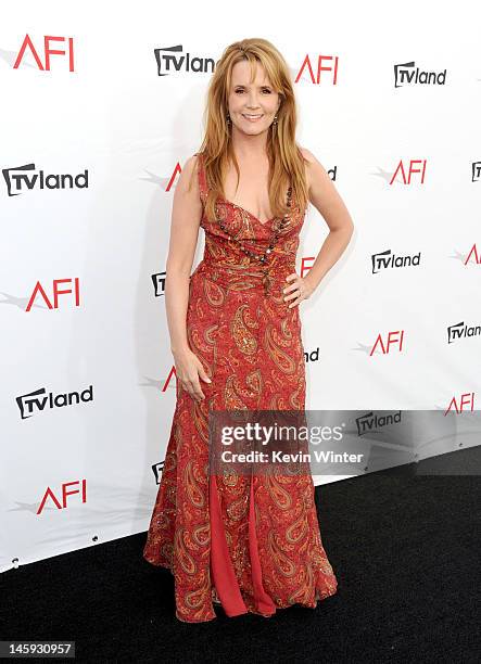 Actress Lea Thompson arrives at the 40th AFI Life Achievement Award honoring Shirley MacLaine held at Sony Pictures Studios on June 7, 2012 in Culver...