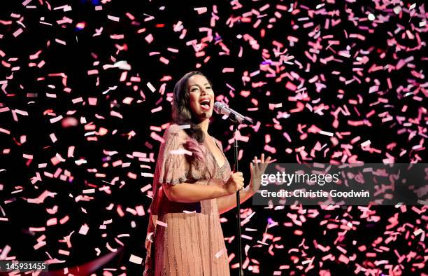 Leona Lewis performs on stage as part of the Rays Of Sunshine charity concert at Royal Albert Hall on June 7, 2012 in London, United Kingdom.