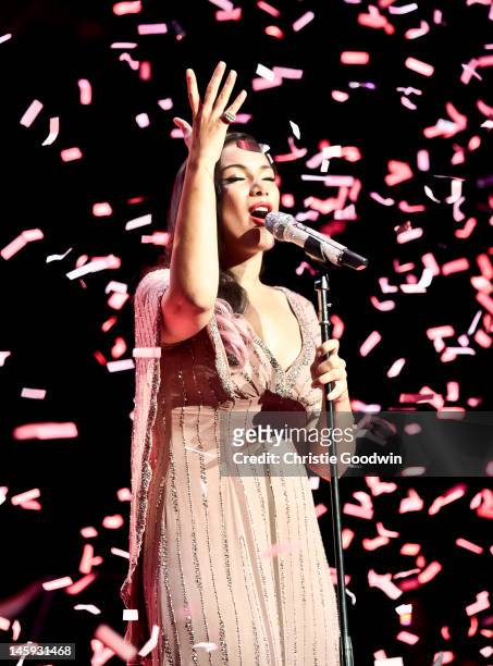 Leona Lewis performs on stage as part of the Rays Of Sunshine charity concert at Royal Albert Hall on June 7, 2012 in London, United Kingdom.