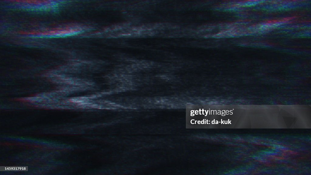 Bad TV Signal. Interlaced distorted VHS noise overlay design element.