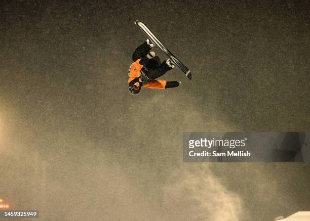 Jan Scherrer of Switzerland during the Men's Snowboard Halfpipe Final training session of the FIS Snowboard World Cup 2023 'Laax Open' on 21st...