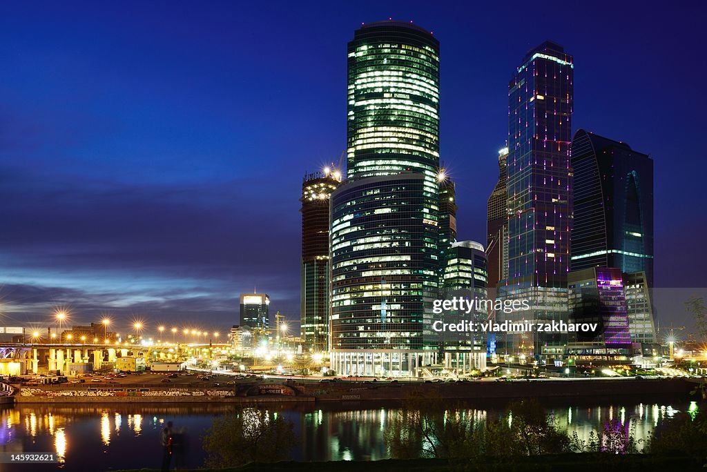 Moscow City at dusk