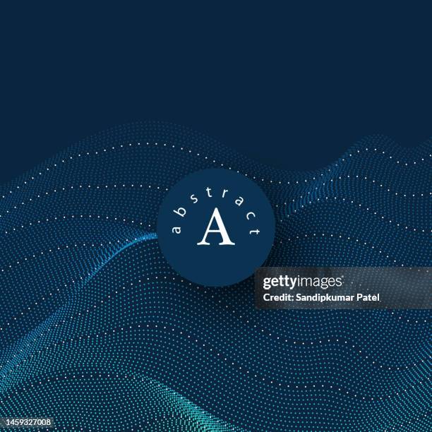 abstract background with a dynamic waves and particles - dotted line stock illustrations