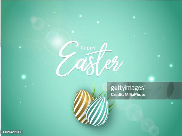 happy easter banner, poster, greeting card. - easter bunny cartoon stock illustrations
