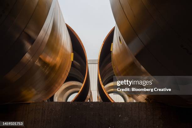 steel pipe sections - steel tubing stock pictures, royalty-free photos & images