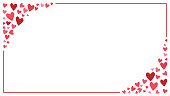 red frame with hearts in horizontal web format to celebrate Valentine's Day