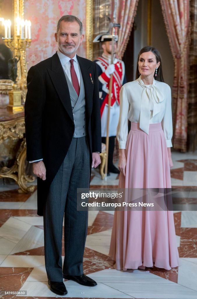 The King And Queen Of Spain Participate In The Annual Reception Of The Diplomatic Corps Accredited In Spain.