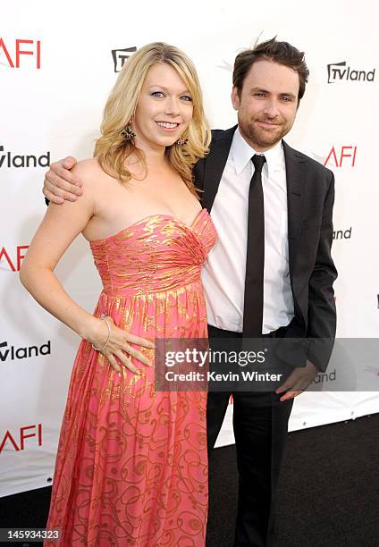 Actor Charlie Day and Mary Elizabeth Ellis arrive at the 40th AFI Life Achievement Award honoring Shirley MacLaine held at Sony Pictures Studios on...