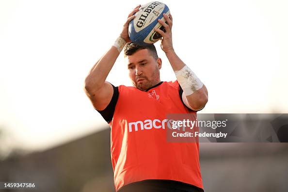 Sebastian Negri of Italy in action during an Italy training session ...