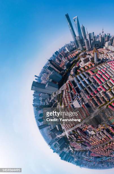 shanghai skyline,plant view - circular business district stock-fotos und bilder