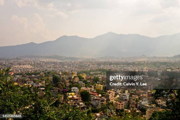 aerial view of kathmandu nepal - kathmandu tal stock-fotos und bilder