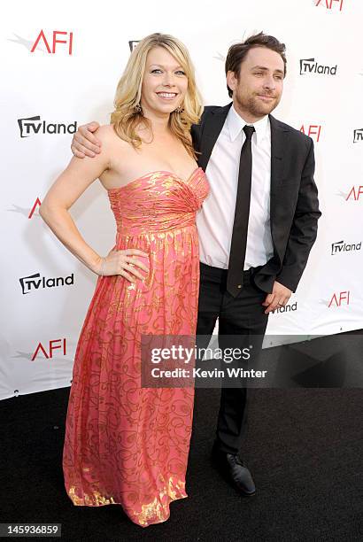 Actor Charlie Day and Mary Elizabeth Ellis arrive at the 40th AFI Life Achievement Award honoring Shirley MacLaine held at Sony Pictures Studios on...