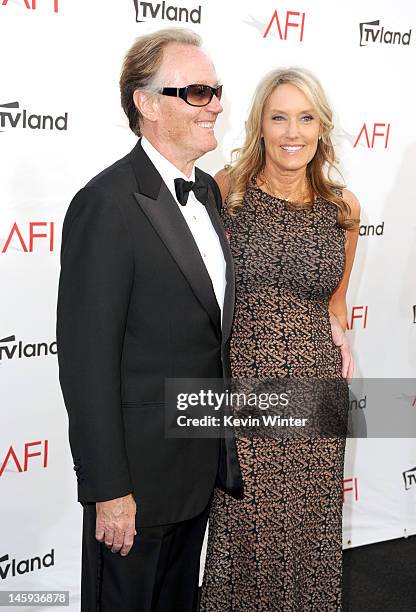 Actor Peter Fonda and Parky Fonda arrives at the 40th AFI Life Achievement Award honoring Shirley MacLaine held at Sony Pictures Studios on June 7,...