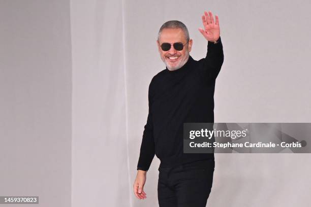 Fashion designer Elie Saab walks the runway during the Elie Saab Haute Couture Spring Summer 2023 show as part of Paris Fashion Week on January 25,...