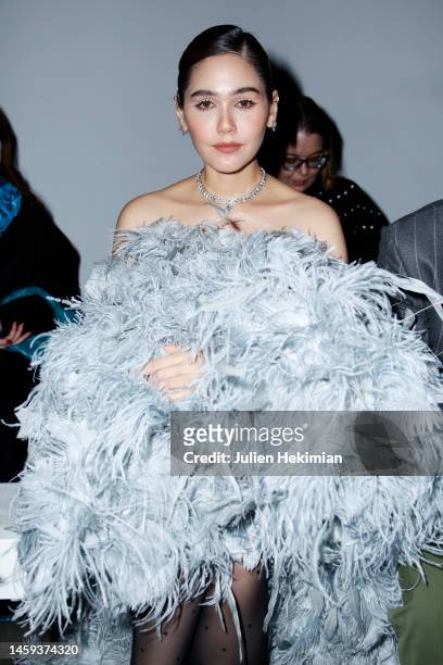 Araya Hargate attends the Ashi Studio Haute Couture Spring Summer 2023 show as part of Paris Fashion Week at Palais de Tokyo on January 25, 2023 in...