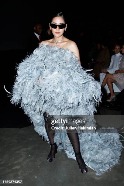 Araya Hargate attends the Ashi Studio Haute Couture Spring Summer 2023 show as part of Paris Fashion Week at Palais de Tokyo on January 25, 2023 in...