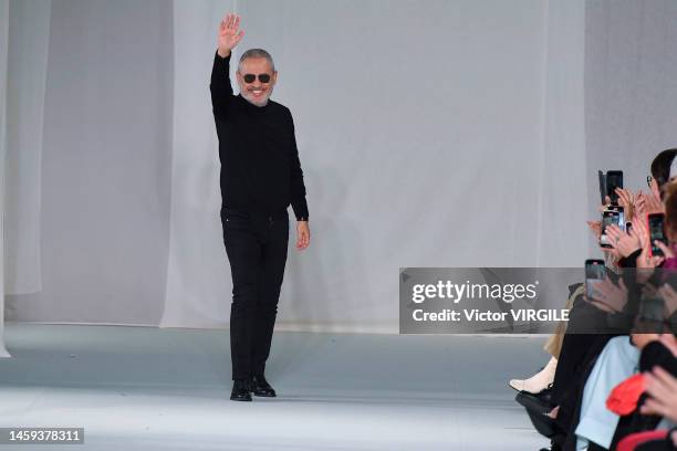 Fashion designer Elie Saab walks the runway during the Elie Saab Haute Couture Spring/Summer 2023 fashion show as part of the Paris Haute Couture...