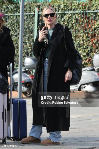 Italian model and television personality Ilary Blasi is seen on January 25, 2023 in Milan, Italy.