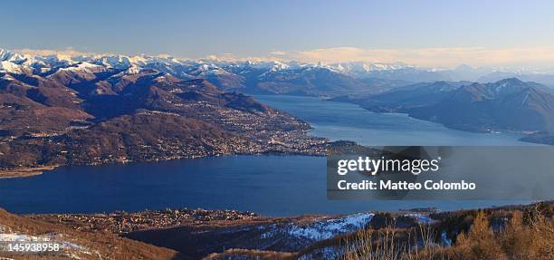 lake maggiore in winter - lake maggiore stock pictures, royalty-free photos & images