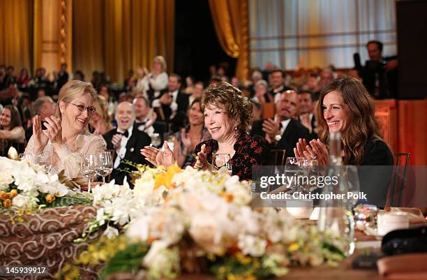 Actress Meryl Streep, Honoree Shirley MacLaine and actress Julia Roberts attend the 40th AFI Life Achievement Award honoring Shirley MacLaine held at...
