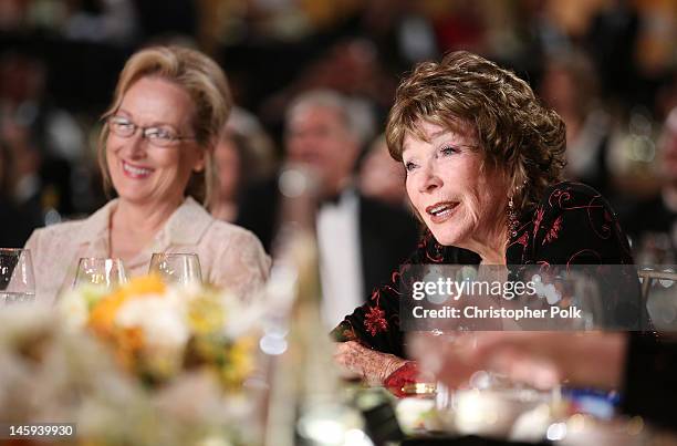 Actress Meryl Streep and Honoree Shirley MacLaine attend the 40th AFI Life Achievement Award honoring Shirley MacLaine held at Sony Pictures Studios...