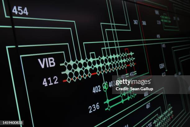 Digital board shows the load across a portion of the 50Hertz electricity transmission network on January 25, 2023 in Berlin, Germany. 50Hertz...