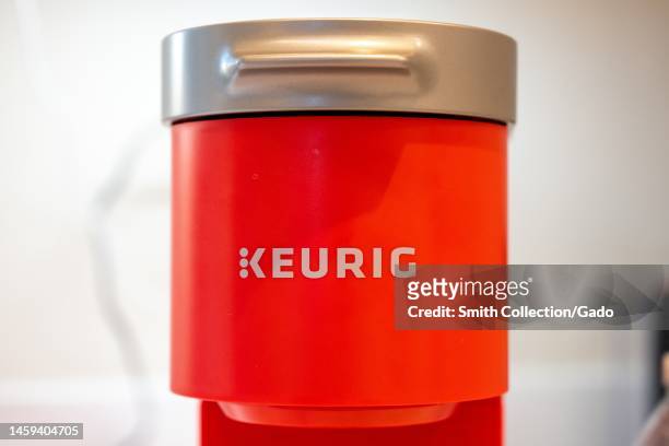 Close-up of Keurig K-Mini coffee maker with logo visible, Lafayette, California, January 24, 2023.