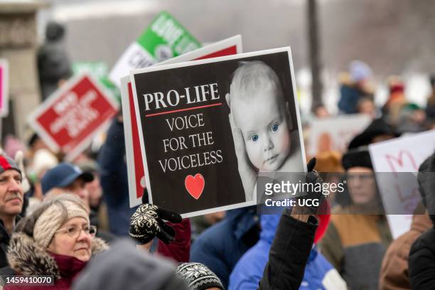 St Paul, Minnesota, Annual Pro life abortion rally. The 2023 MCCL March for Life takes an opportunity to tell elected officials that unborn children...