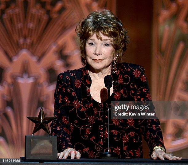 Honoree Shirley MacLaine onstage at the 40th AFI Life Achievement Award honoring Shirley MacLaine held at Sony Pictures Studios on June 7, 2012 in...